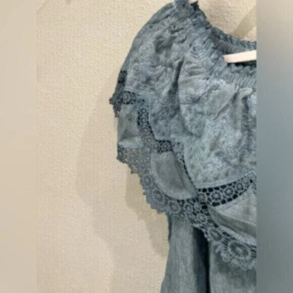 Knox Rose Boho Embroidered Dress Cottagecore Western Shabby Chic Mini - Picture 3 of 6